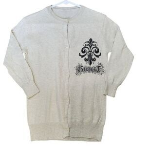 NWOT POL Cream Cardigan with Black Design Size Small